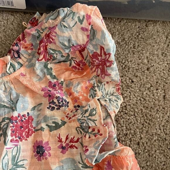 COPY - LOFT Floral Print Pink high neck blouse XS - Picture 3 of 4